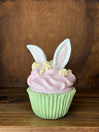 CUPCAKE EM RESINA DECORATIVA (ROSA VERDE) 15cm