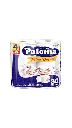 Papel higiênico Paloma folha dupla com 4 rolos de 30 metros