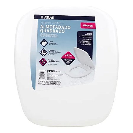 Assento Sanitário Almofadado Quadrado Branco Atlas