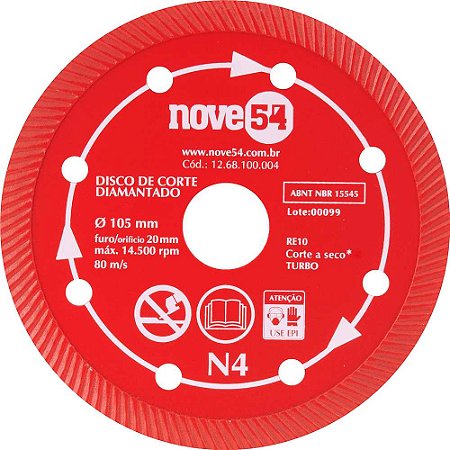 Disco de corte diamantado 105 mm turbo N4 954