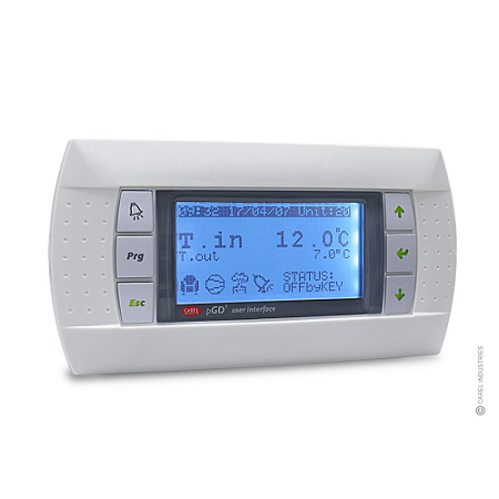 IHM PGD0 com 8 linhas moldura branca botões cinzas