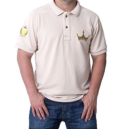 Camiseta MASCULINA Polo Império Gold com Detalhes - MARROM CLARO