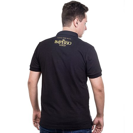 Camiseta Polo Império Gold em Alto Relevo - Preta