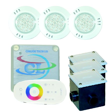 Kit LED RGB e Controle Touch Piscinas Médias