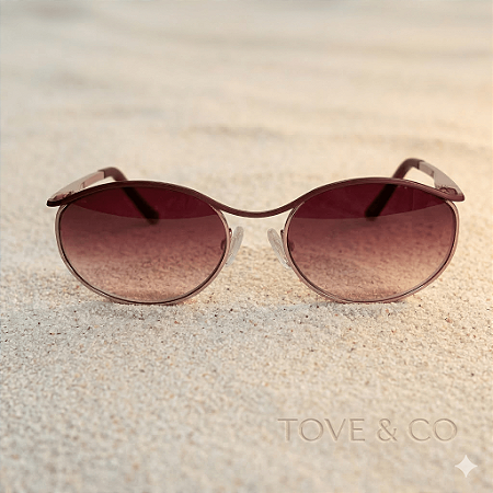 Óculos de Sol Oval Dourado com Lente Rosé – Rio de Janeiro | TOVE & CO
