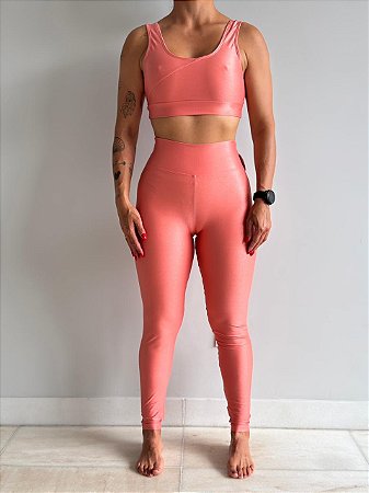 Conjunto Legging Básica Alta Compressão, Top Alça Grossa