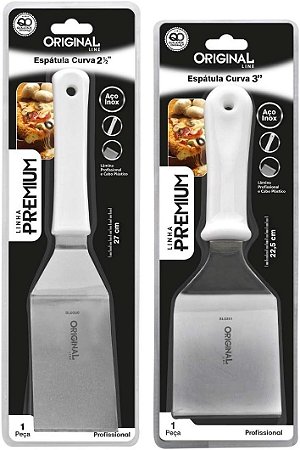 Kit 2 Espátulas Inox Lanche Curva Chapeiro E Cozinha