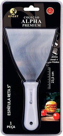 Espátula Reta 5" Inox Profissional com Cabo de Plástico Chapa Lanche Chapeiro Cozinha Churrasco