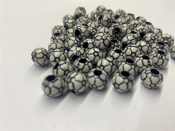 Miçangas Pesca Bola Futebol Branco 10mm