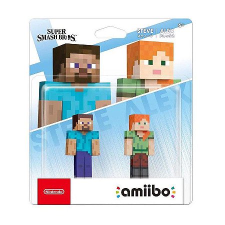 Amiibo Pack Steve e Alex Minecraft Super Smash Bros