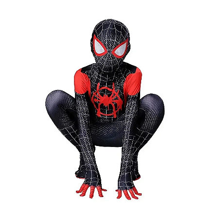 Fantasia Cosplay Homem Aranha Miles Morales - Infantil