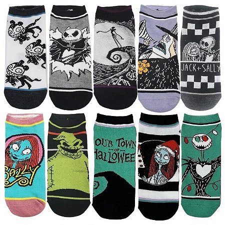 Kit 10 Pares de Meias Cano Baixo The Nightmare Before Christmas - Moda Geek