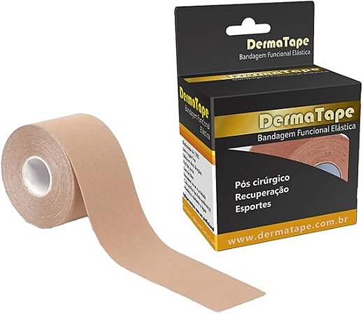 Bandagem Elástica Adesiva Derma Tape Funcional Elástica 5cm x 10m | Preta ou Bege