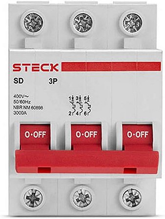 Disjuntor Steck Gelo 63a Série Sd63 63a 3p Curva C 3ka