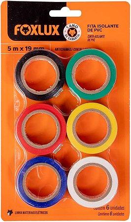 Fita Isolante Foxlux - Cores - Blister C/6 5 Mts