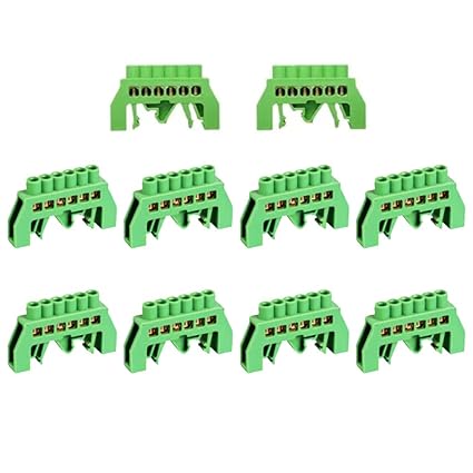 Barramento Neutro 6x9mm 6 Terminais Base Trilho Padrão DIN 10 Un