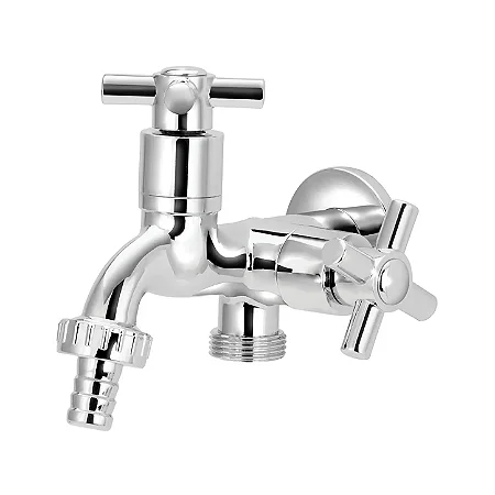 Torneira para Tanque/Jardim Cromado Stoc Parede Curta C21 ABS 2 Saídas