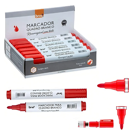 Marcador De Quadro Recarregável Vermelho - BRW