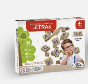 BRINCANDO DE APRENDER COM LETRAS 36 PCS - MADEIRA