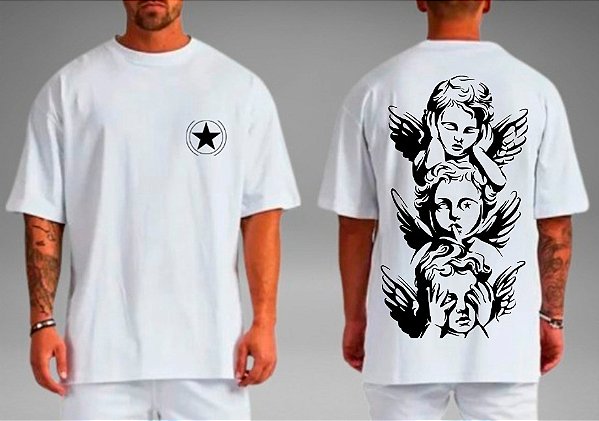 Camiseta Oversized Masculina Anjos Surdo, Mudo, Cego