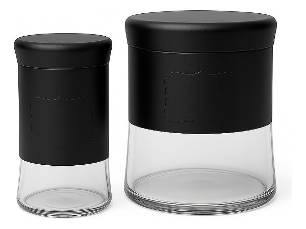 Kit 1 Porta Mantimentos + 1 Porta Temperos Versatile - Wolff Preto