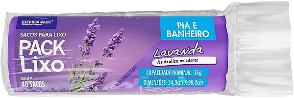 Saco De Lixo PACK LIXO Lavanda Pia e Banheiro (34X38) - Sacos de lixo perfumados que neutralizam o odor