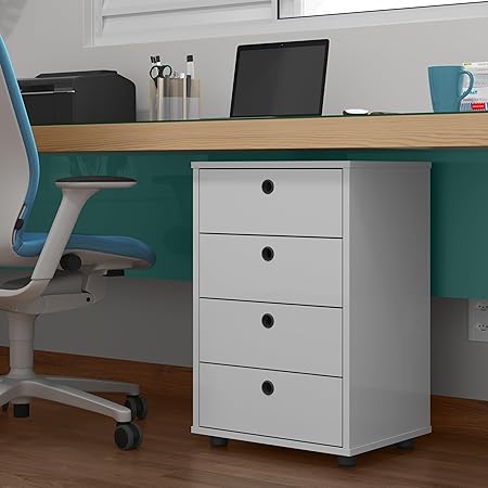 Gaveteiro Mesa de Cabeceira Classic Quarto Organizador com Pés 4 Gavetas/Quarto/Escritório/Madri Classic (BRANCO)
