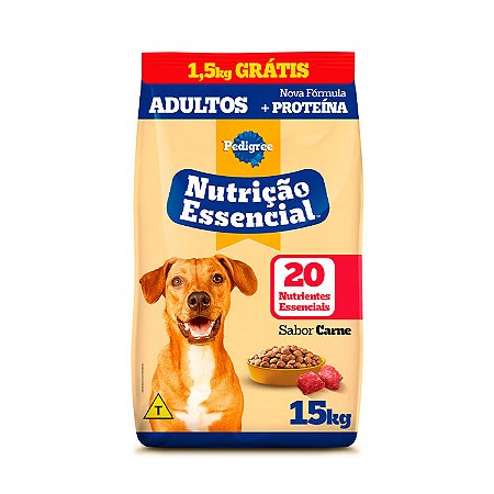 Ração Pedigree Nutrição Essencial Carne para Cães Adultos 15Kg
