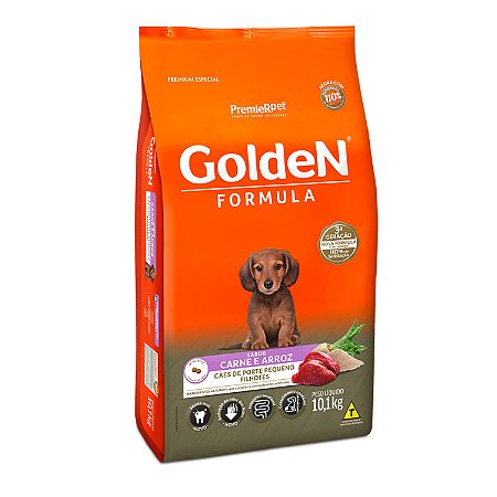 Ração Golden Fórmula Mini Bits para Cães Filhotes de Porte Pequeno Sabor Carne e Arroz 10Kg