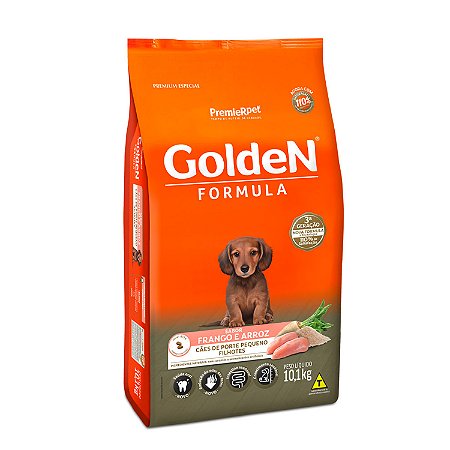 Ração Golden Fórmula Mini Bits para Cães Filhotes de Porte Pequeno Sabor Frango e Arroz 10Kg