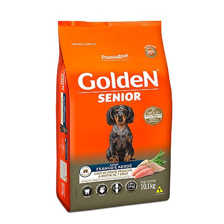 Ração Golden Fórmula Mini Bits para Cães Senior de Porte Pequeno Sabor Frango e Arroz 10Kg