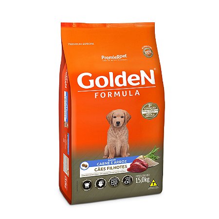 Ração Golden Fórmula para Cães Filhotes Sabor Carne e Arroz 15Kg