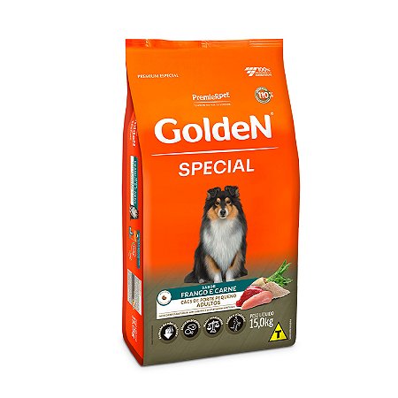 Ração Golden Special para Cães Adultos de Porte Pequeno Sabor Frango e Carne 15kg