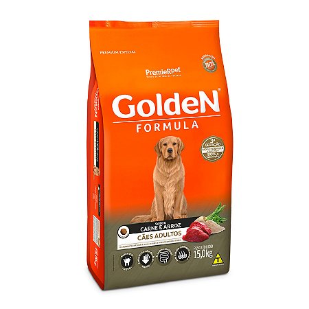 Ração Golden Fórmula para Cães Adultos Sabor Carne e Arroz 15kg