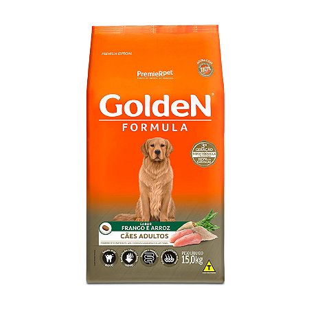 Ração Golden Fórmula para Cães Adultos Sabor Frango e Arroz 15kg