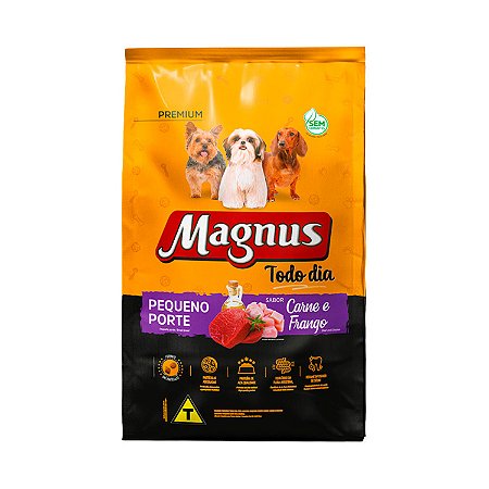 Ração Magnus Todo Dia para Cães Adultos de Pequeno Porte Sabor Carne com Frango 15kg ou 20kg