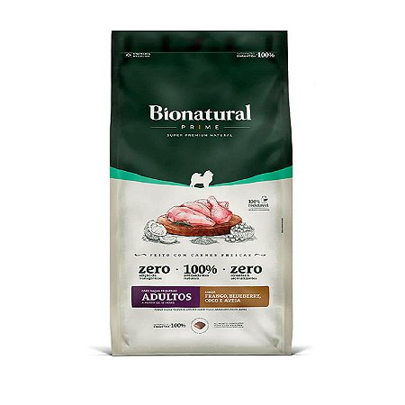 Ração Bionatural Prime para Cães Adultos de Raças Pequenas Sabor Frango, Blueberry, Coco e Aveia 15kg