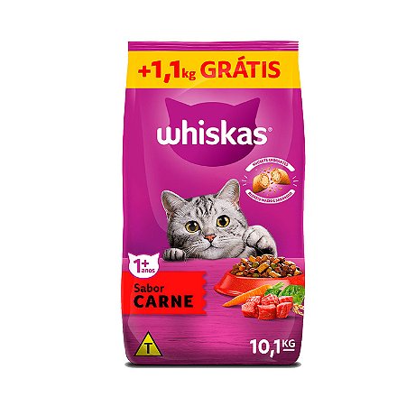 Ração Whiskas para Gatos Adultos Sabor Carne 10kg