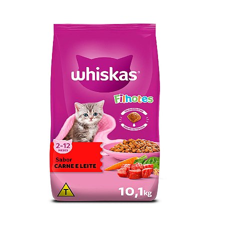 Ração Whiskas para Gatos Filhotes Sabor Carne e Leite 10kg
