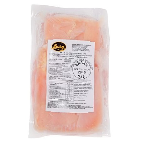 Filé de Peito de Frango Em Bifes Temperado Congelado Burg 120g - Caixa 10,08 Kg