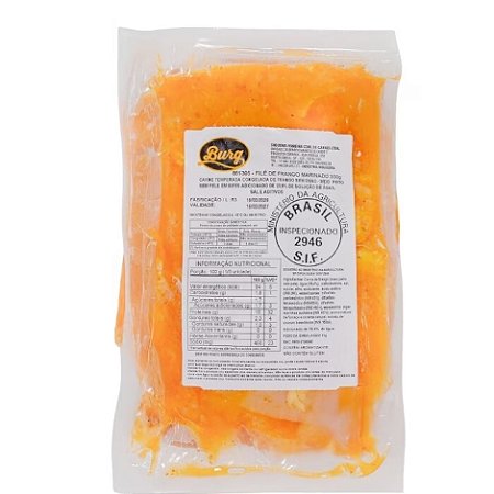 Filé de Peito de Frango Marinado Congelado Burg 300g - Caixa 10,50 Kg