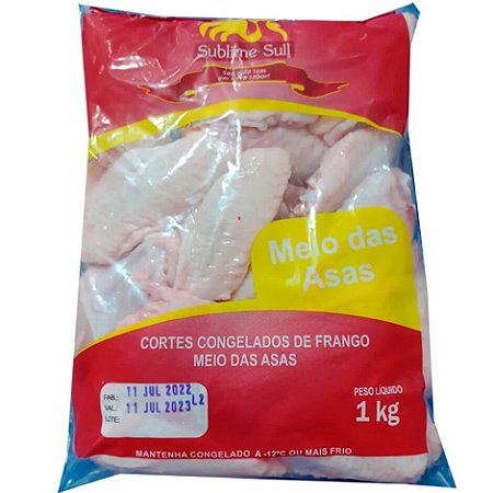 Meio da Asa de Frango Congelado Sublime Sull - Caixa 20 Kg