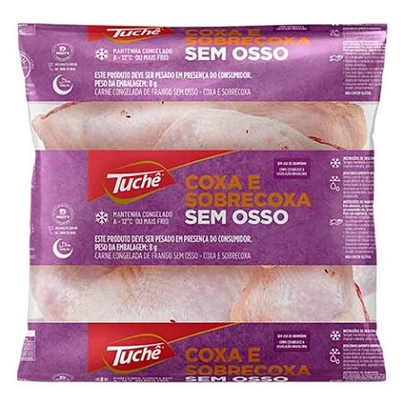 Filé de Coxa e Sobrecoxa de Frango Com Pele Pacote Congelado Tuchê - Caixa 18 Kg
