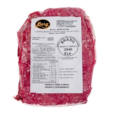 Carne Moída Bovina Extra Limpa Congelada Burg 1,5kg