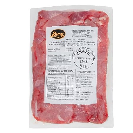 Tiras Bovino Pacote Congelado Burg 1,75kg - Caixa 12 Kg
