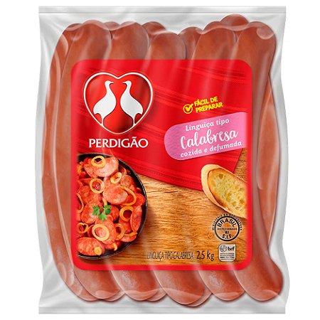 Linguiça Tipo Calabresa Cozida e Defumado Perdigão 4,5kg / Forn. Classe V - Caixa 9 Kg