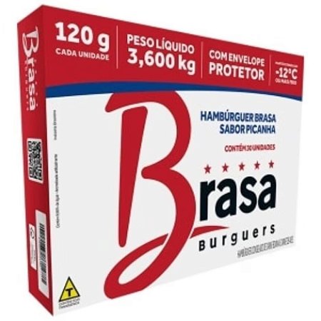 Hamburguer Bovino Tradicional Brasa 30x120g / Forn. Classe D - Caixa 3,6 Kg