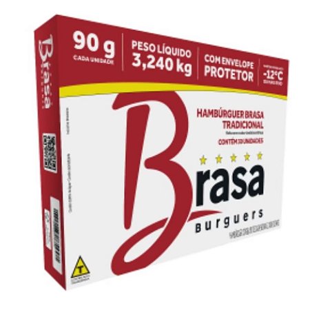 Hamburguer Bovino Tradicional Congelado Brasa 36x90g - Caixa 16,2 Kg