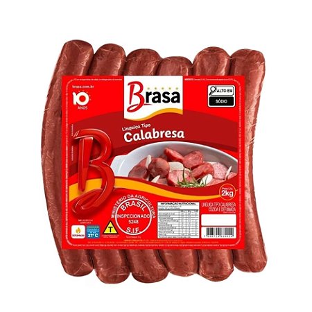Linguiça Calabresa Reta Resfriado Brasa 2kg Linha D - Caixa 15 Kg