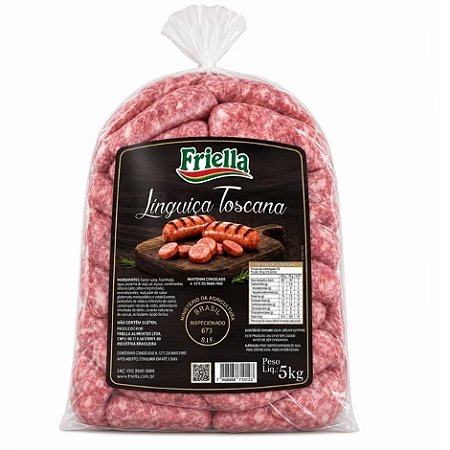 Linguiça Toscana Congelada Friella Embalagem 5Kg - Caixa 20 kg